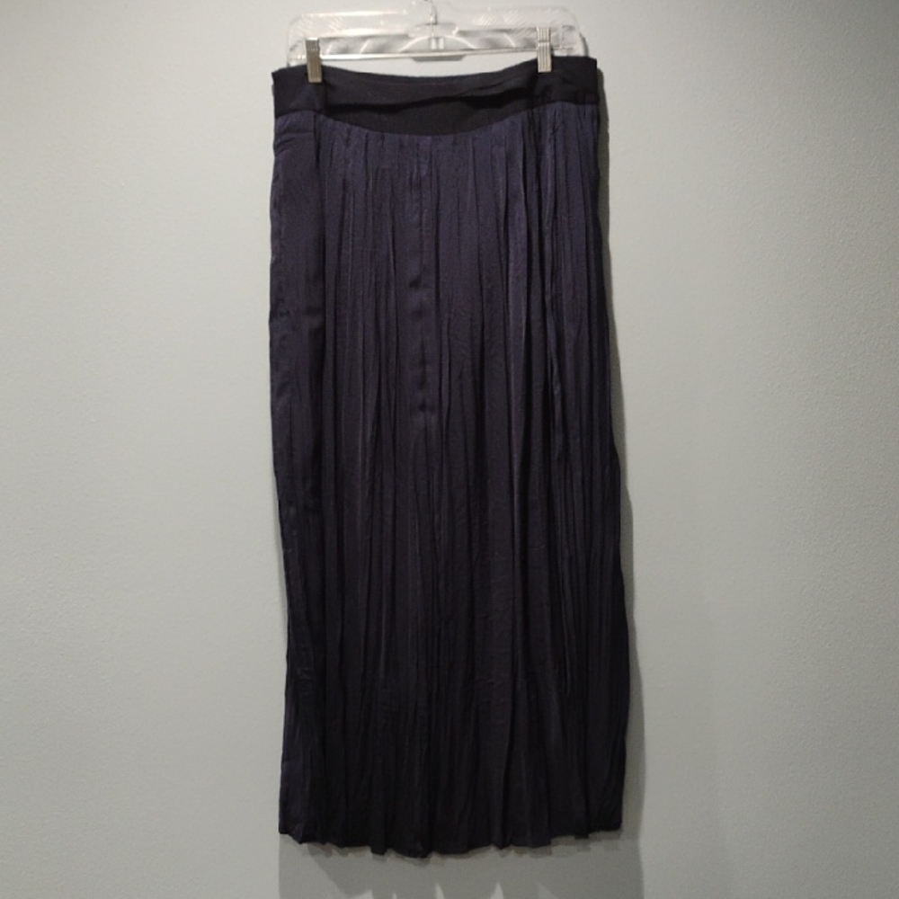 Chico's Navy Pleated Maxi Skirt